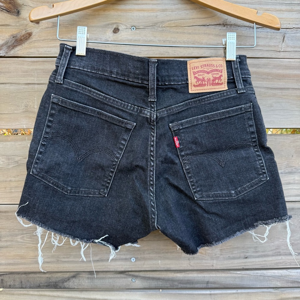 Levi’s Distressed Black Denim Shorts